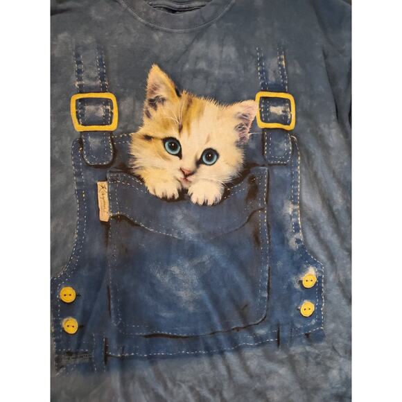 The Mountain Mens Overall Cat Short Sleeve Blue Tie Dye T-Shirt Size 2XL Kitten - Picture 2 of 8